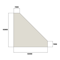40B-160-1 MODULAR SOLUTIONS ELITE ALUMINUM GUSSET BRACKET<BR>18.5MM X 45MM ANGLE W/HARDWARE